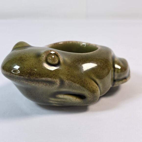 Partylite Frog Votive Candle Holder Green Ceramic Tea Light Retired - Picture 5 of 8